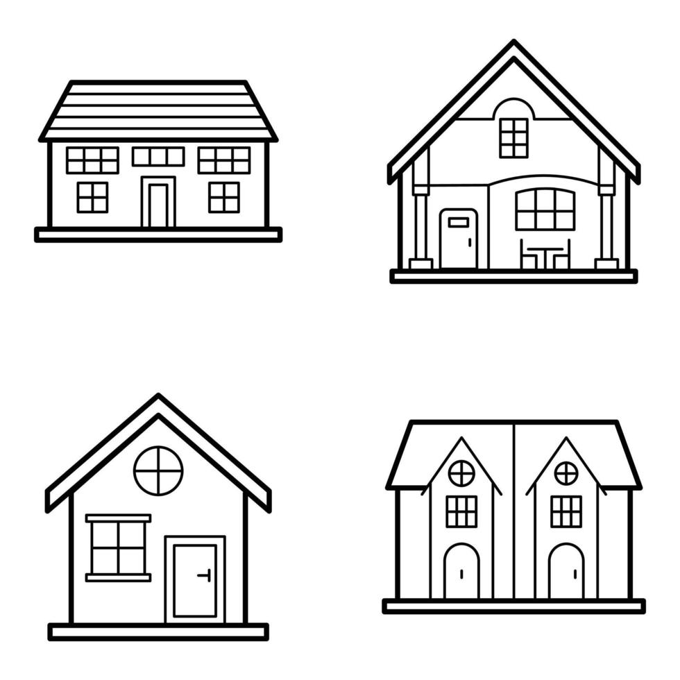 huis architecturen lijn pictogrammen pak vector