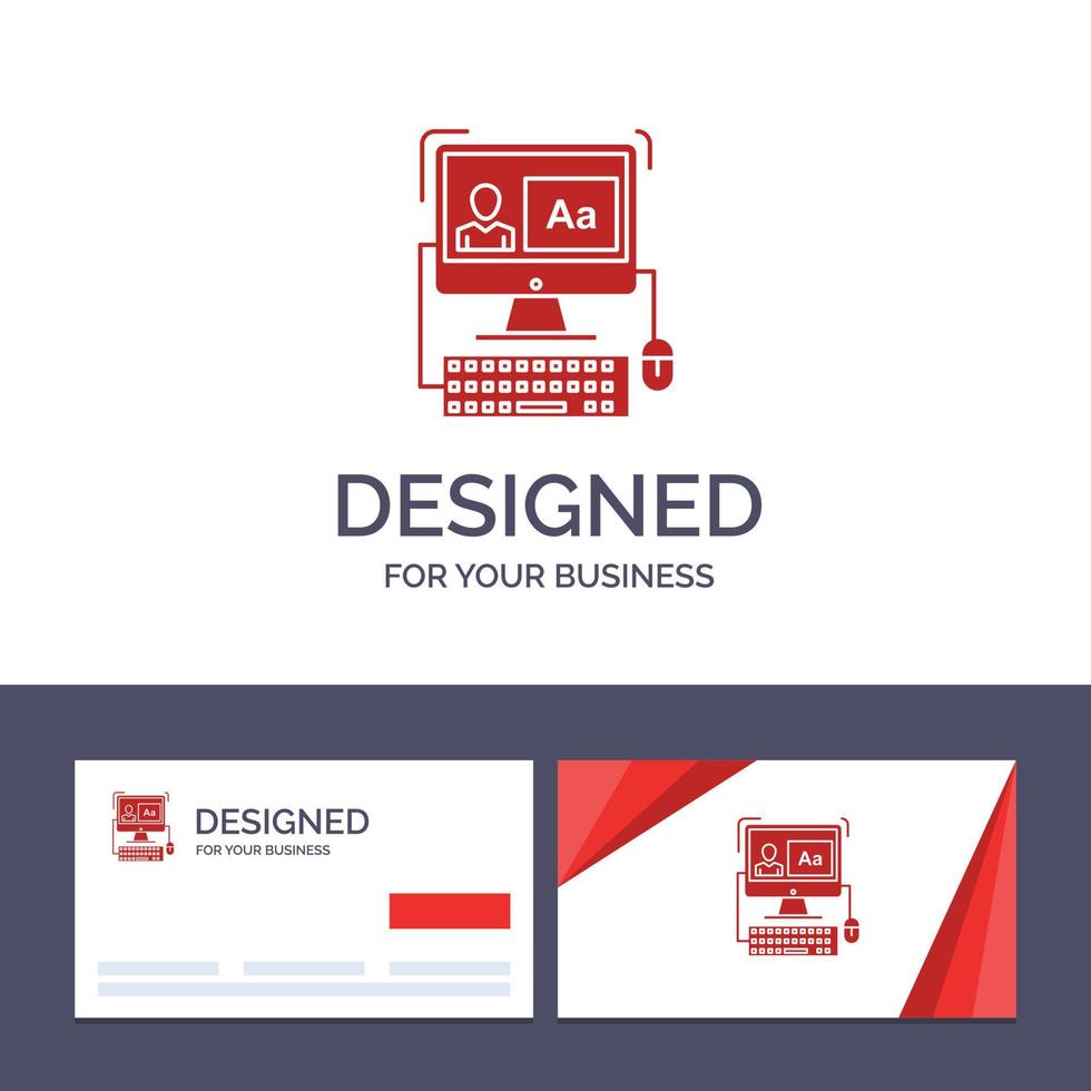 creatief bedrijf kaart en logo sjabloon computer scherm software bewerken vector illustratie
