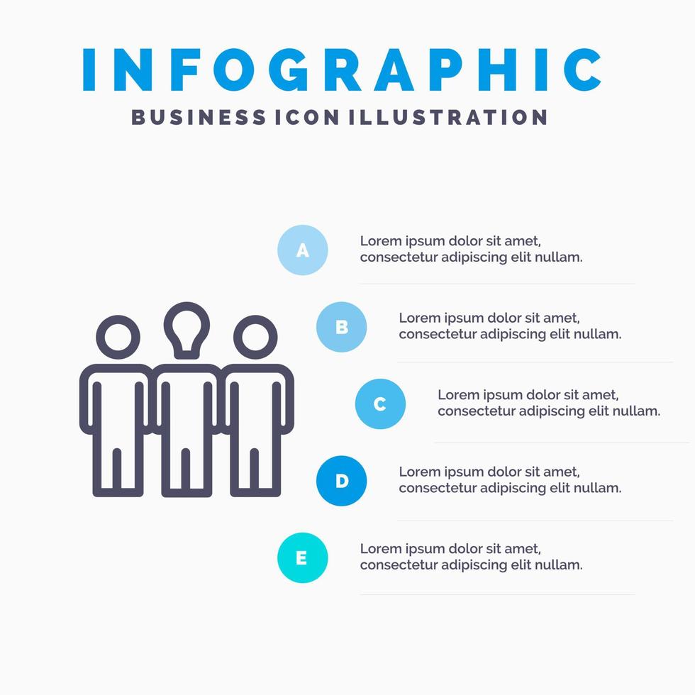 trainer ligbed aan het leren motivatie lijn icoon met 5 stappen presentatie infographics achtergrond vector