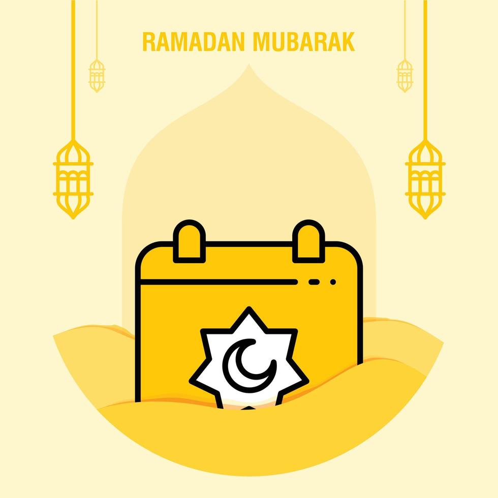 Ramadan kareem groet sjabloon Islamitisch halve maan en Arabisch lantaarn vector illustratie