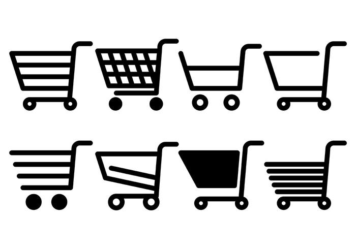 Supermarkt cart vector iconen
