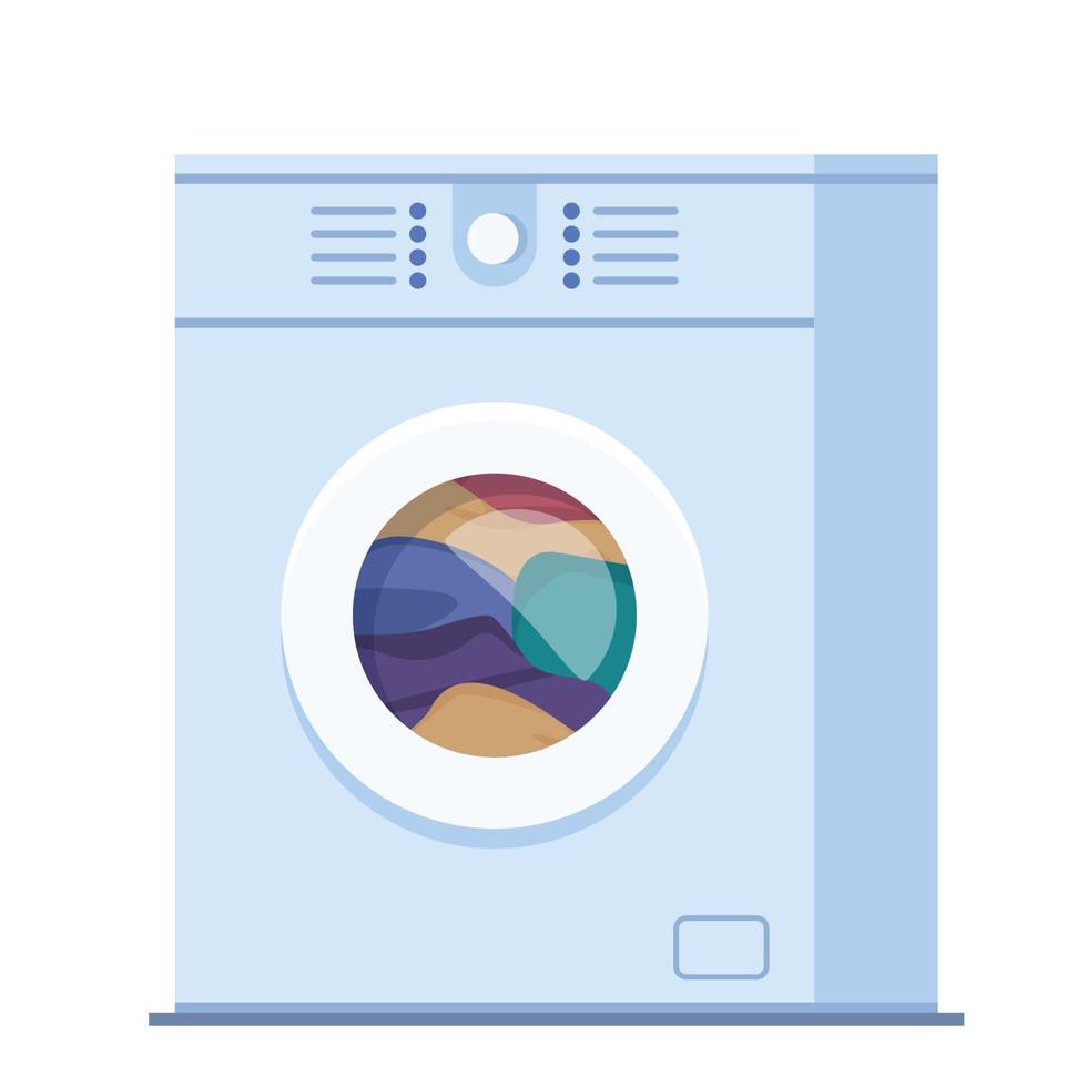 het wassen machine met linnen in het. kleding wassen vector concept illustratie.