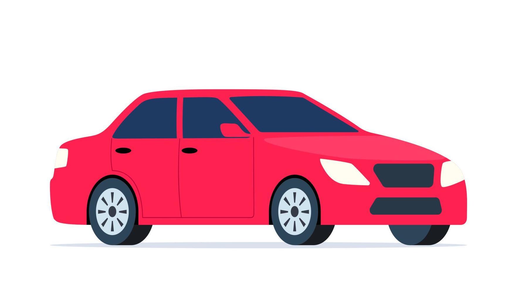 rood auto. stad sport sedan visie van de kant. passagier voertuig. vector illustratie in vlak stijl.