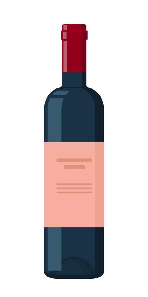 fles van rood wijn. donker fles met licht etiket Aan het. vlak vector illustratie.