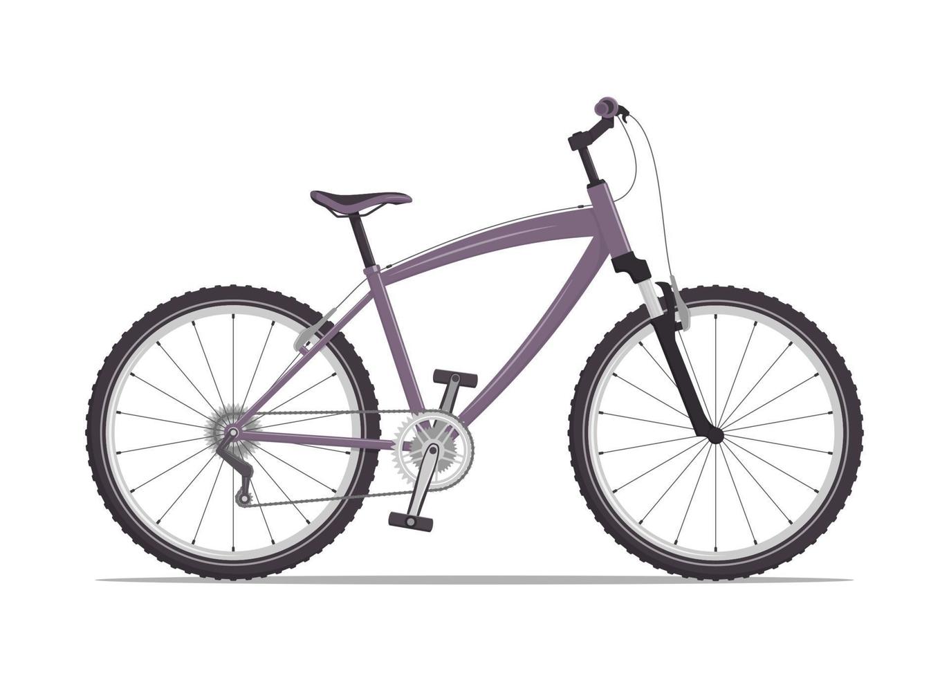 modern stad of berg fiets met v-remmen. meerdere snelheden fiets voor volwassenen. vector vlak illustratie, geïsoleerd Aan wit.