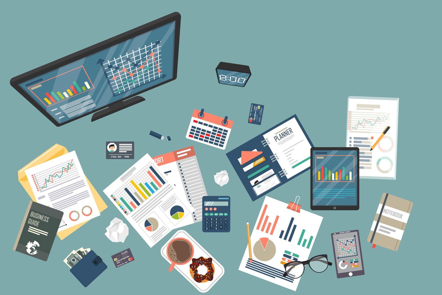 audit concept achtergrond met office-objecten vector