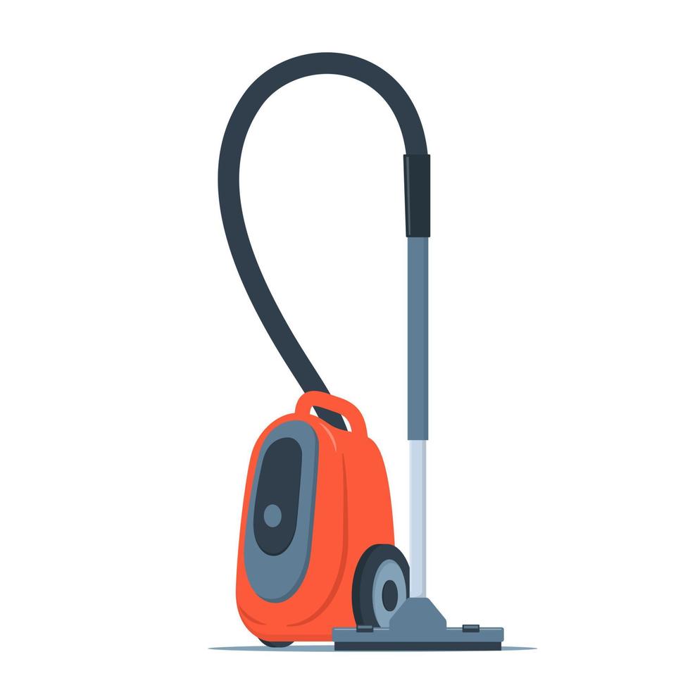 modern vacuüm schoner. elektrisch toestel voor schoonmaak. acuun schoonmaakster voor huis en professioneel schoonmaak. vector vlak stijl illustratie, geïsoleerd.