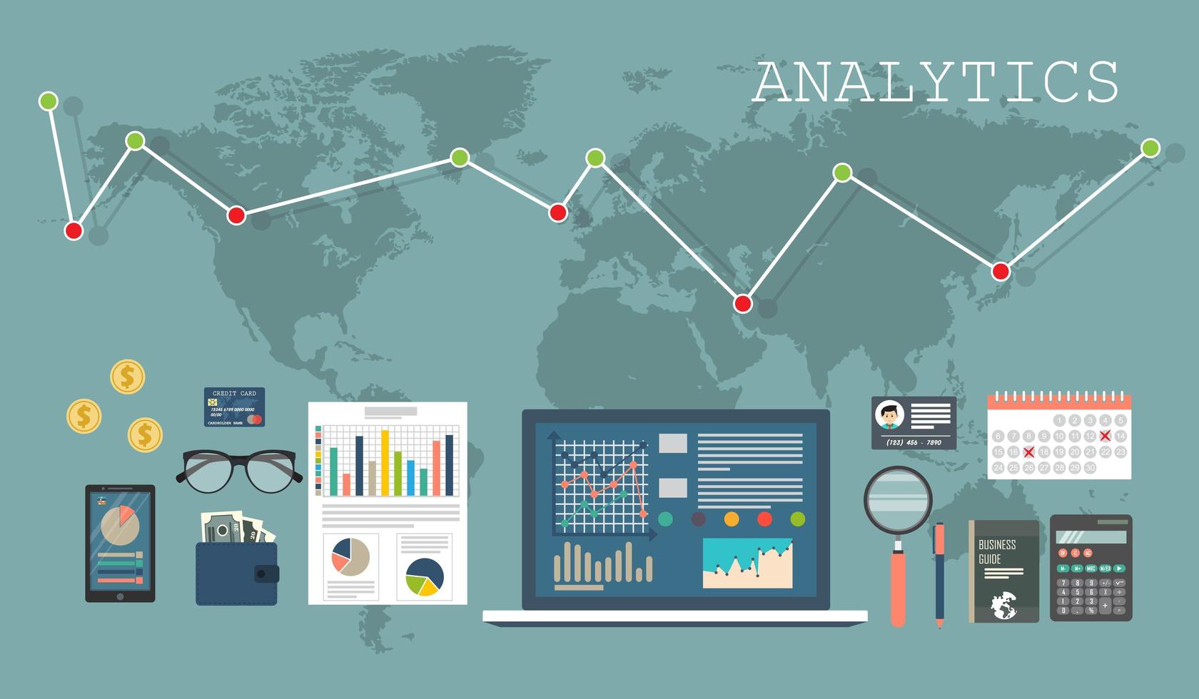 audit concept achtergrond met office-objecten vector