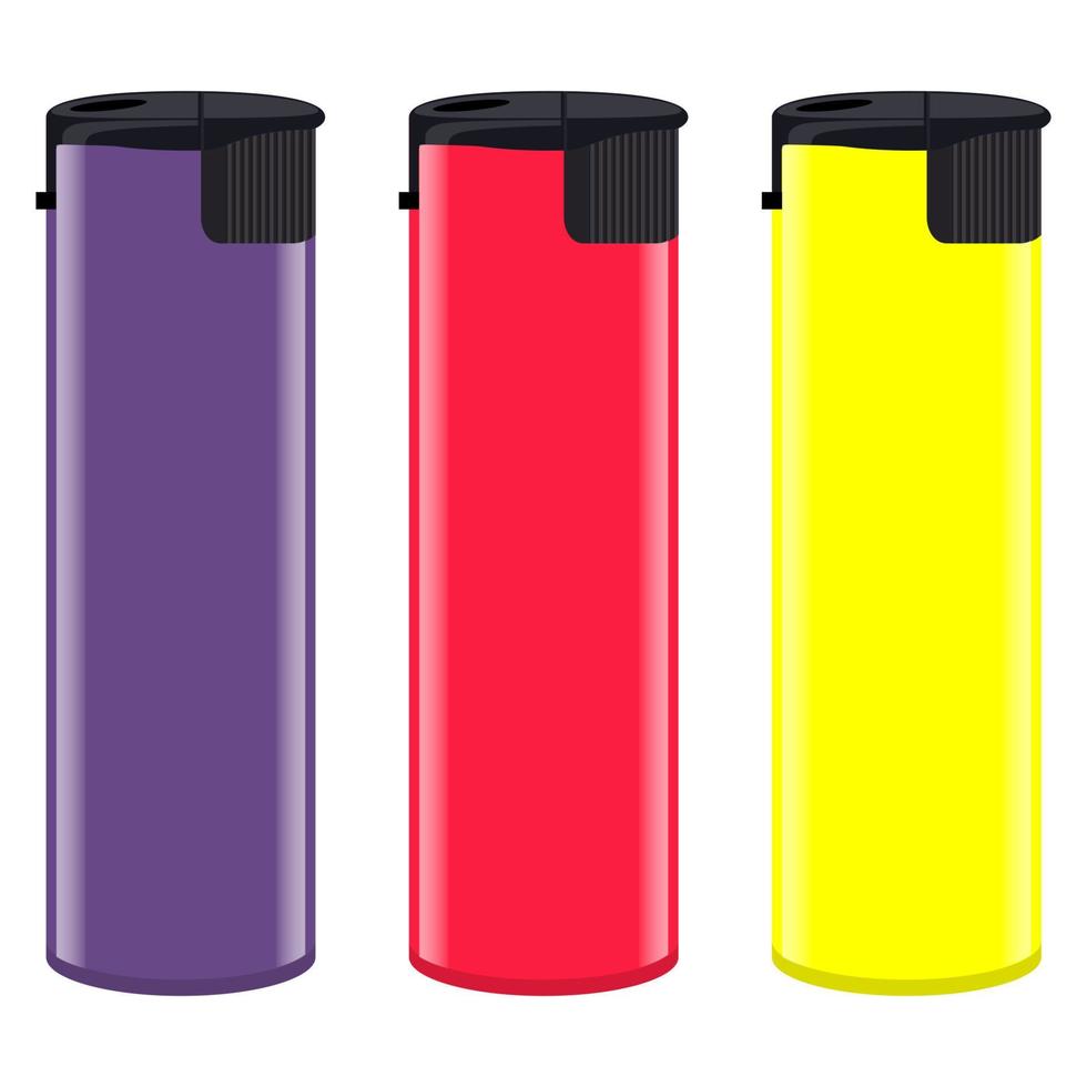 zak- plastic kleurrijk gas- aanstekers geïsoleerd Aan wit achtergrond, set. vector illustratie.