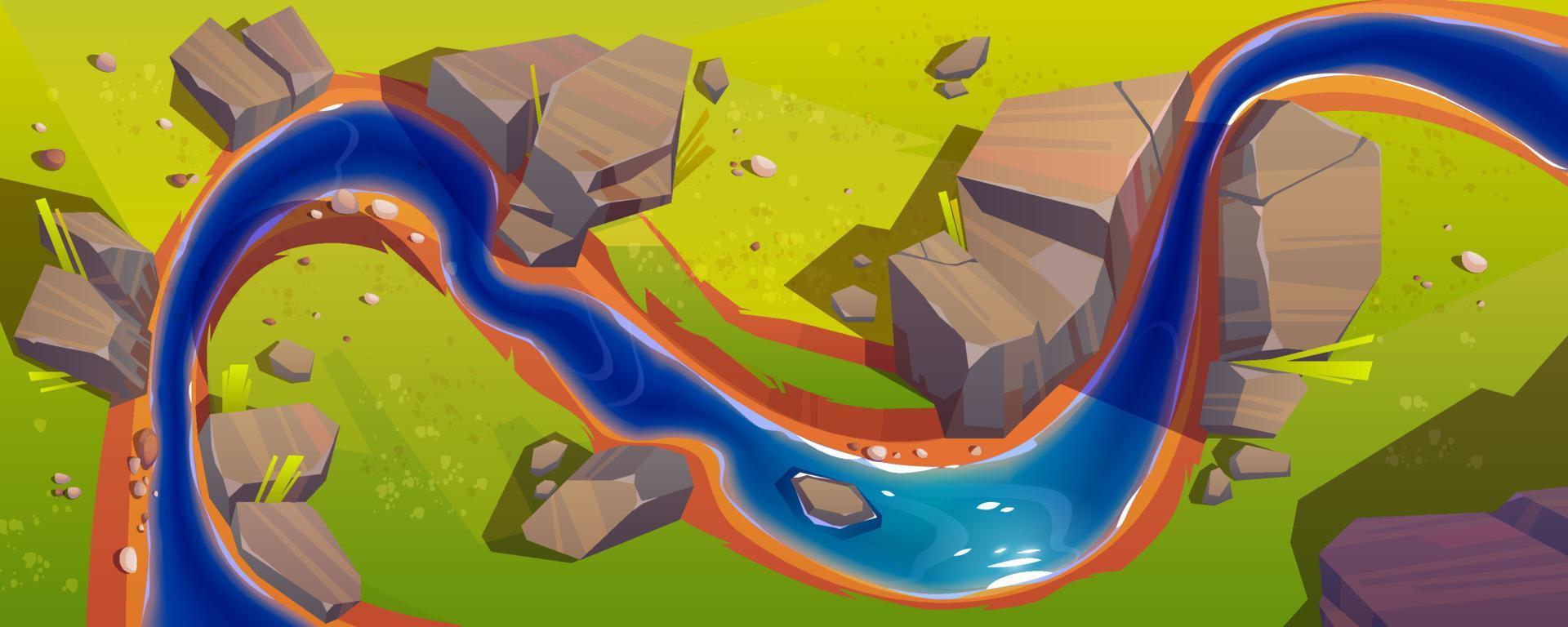 vector landschap met rivier- top visie