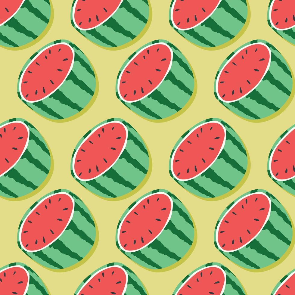 watermeloenhelften met schaduw op mintgroene achtergrond. vector