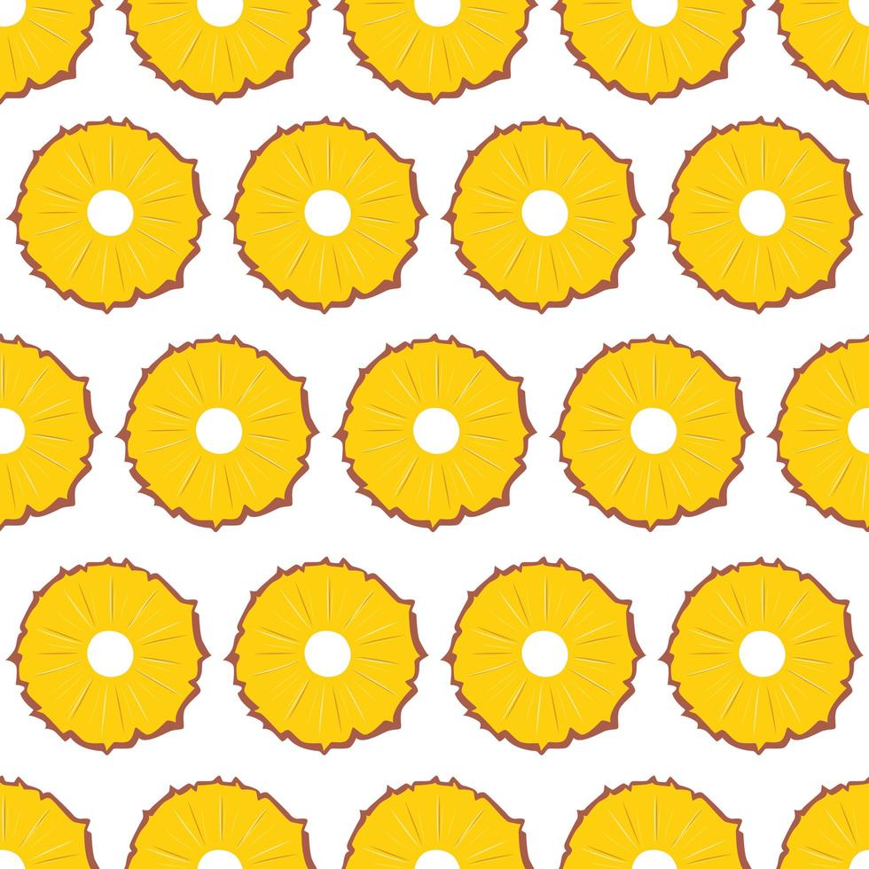 fruit naadloos patroon, ananasplakken op witte achtergrond. vector