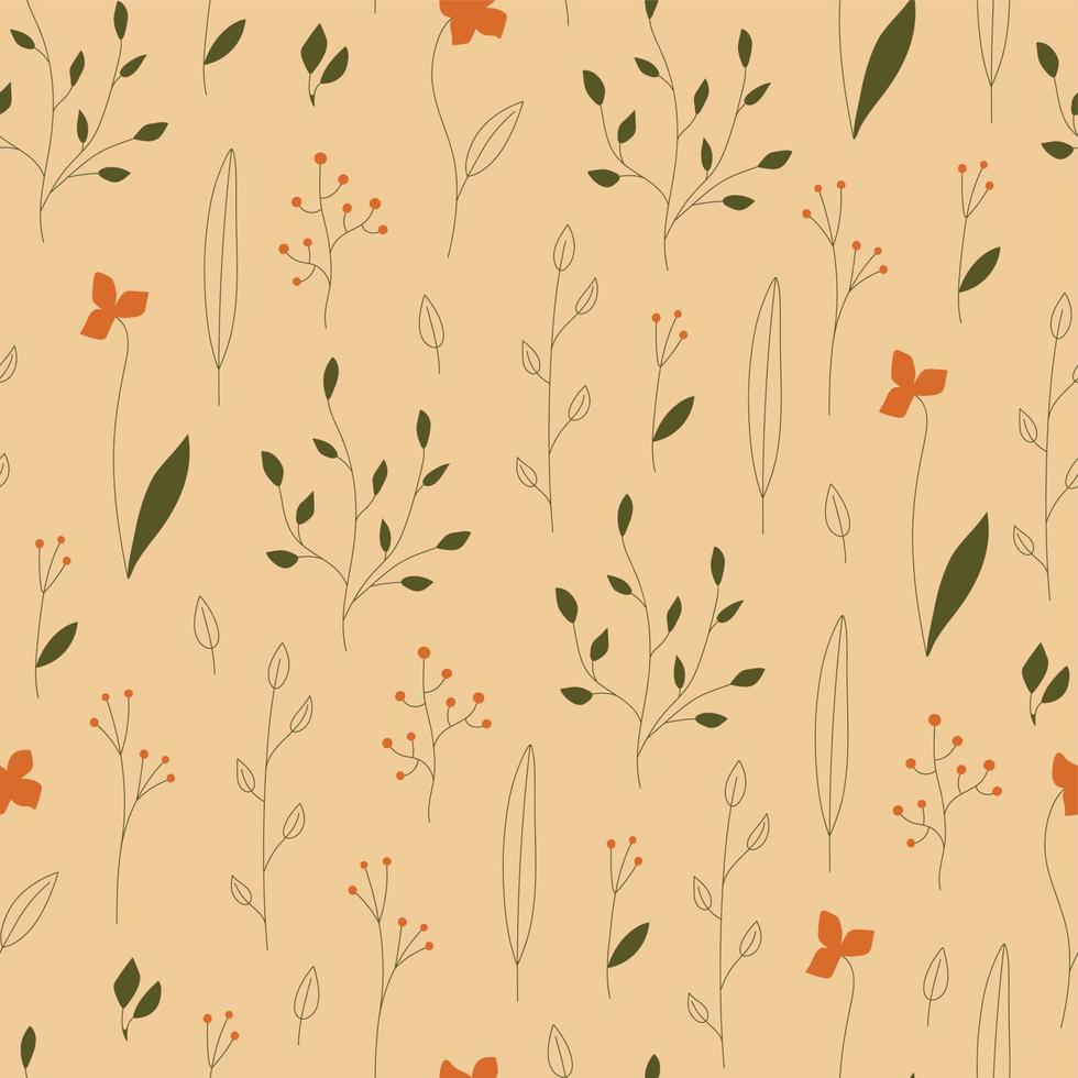 botanisch oppervlakte naadloos patroon. achtergrond met bloemen en bladeren. schattig bloemen afdrukken voor kleding stof, textiel, papier, omhulsel vector