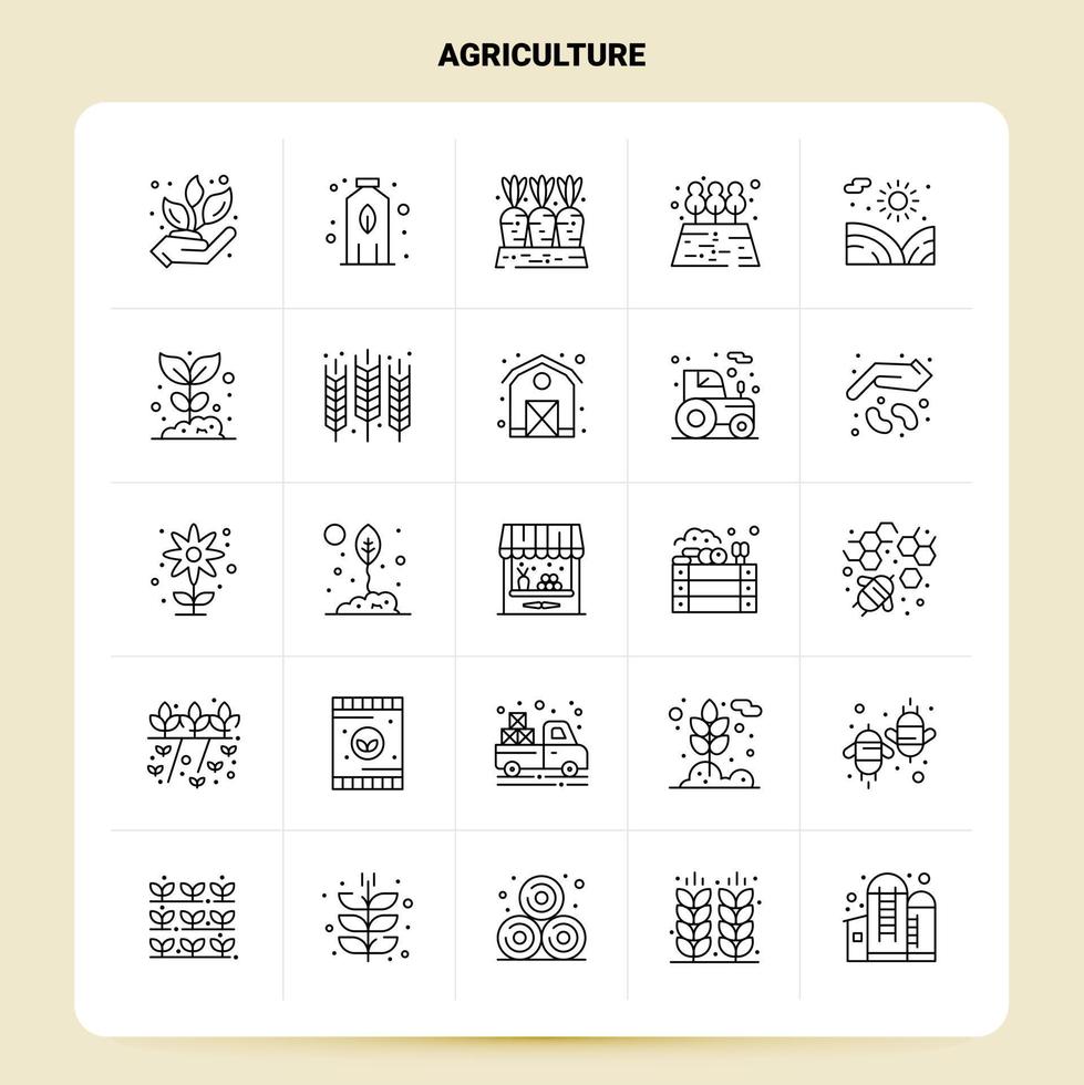 schets 25 landbouw icoon reeks vector lijn stijl ontwerp zwart pictogrammen reeks lineair pictogram pak web en mobiel bedrijf ideeën ontwerp vector illustratie
