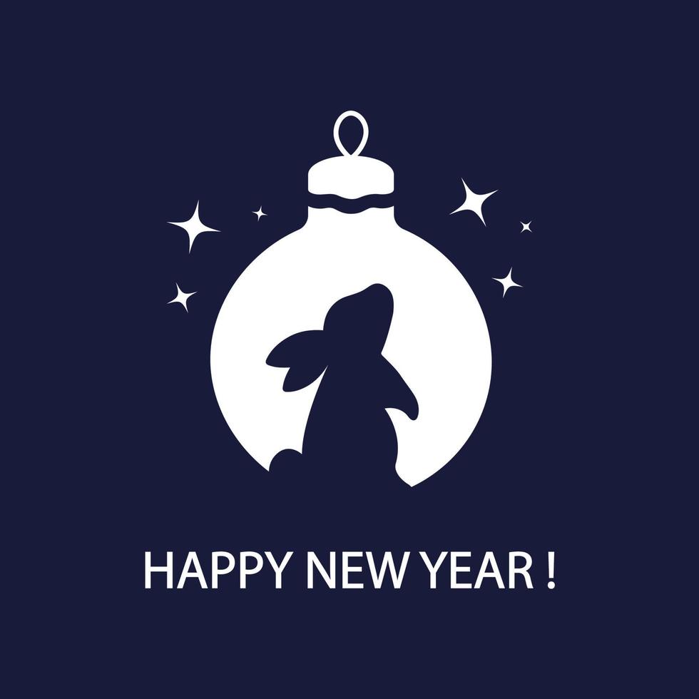 nieuw jaar kaart sjabloon voor de jaar 2023 is jaar van de konijn. silhouetten van konijn en Kerstmis boom speelgoed. minimalisme ontwerp. vector illustratie.