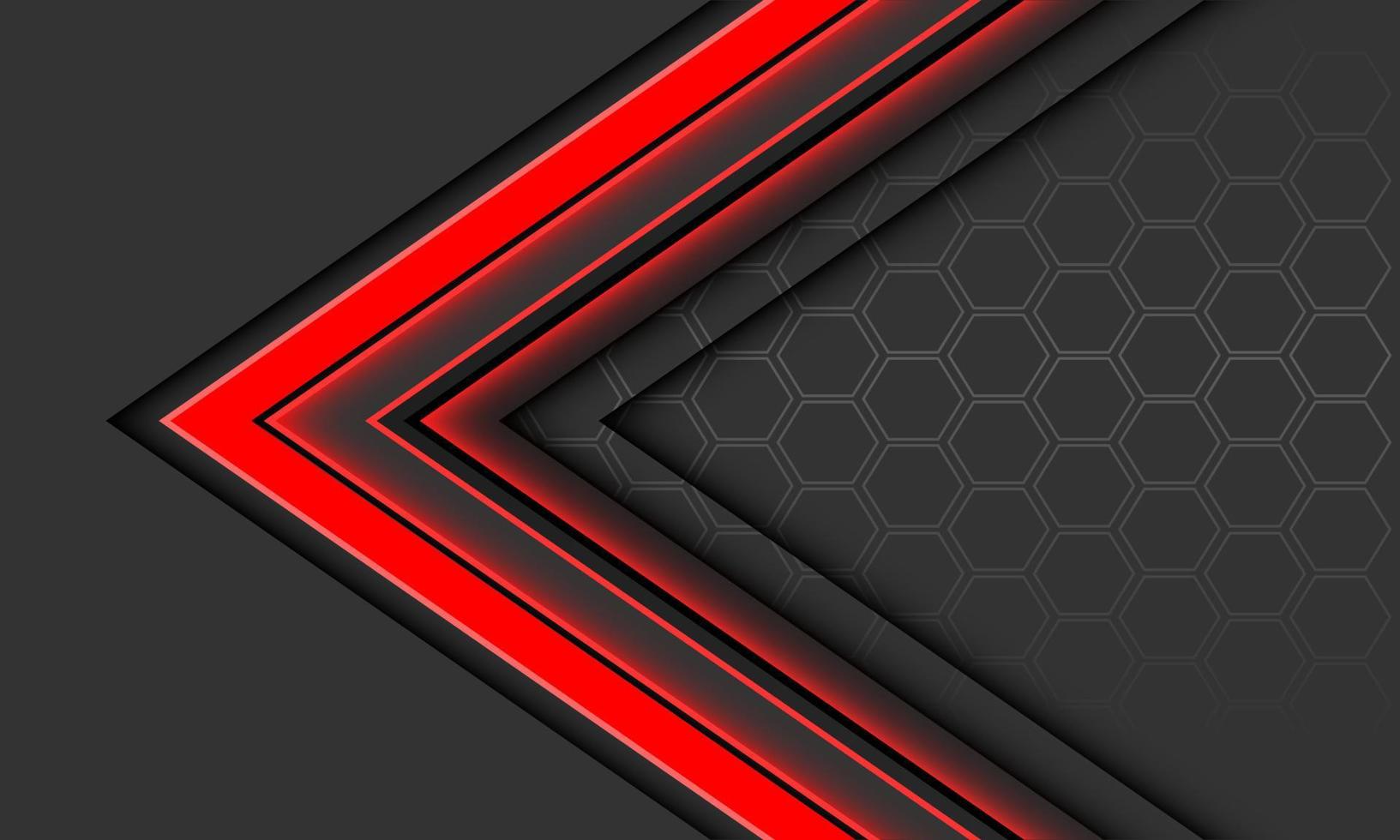 abstract rood pijl zwart schaduw richting meetkundig zeshoek maas Aan grijs ontwerp modern luxe futuristische achtergrond vector