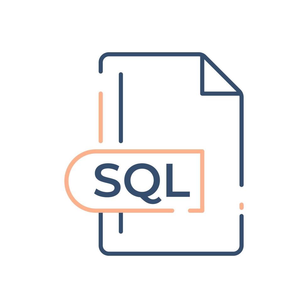 sql het dossier formaat icoon. sql uitbreiding lijn icoon. vector