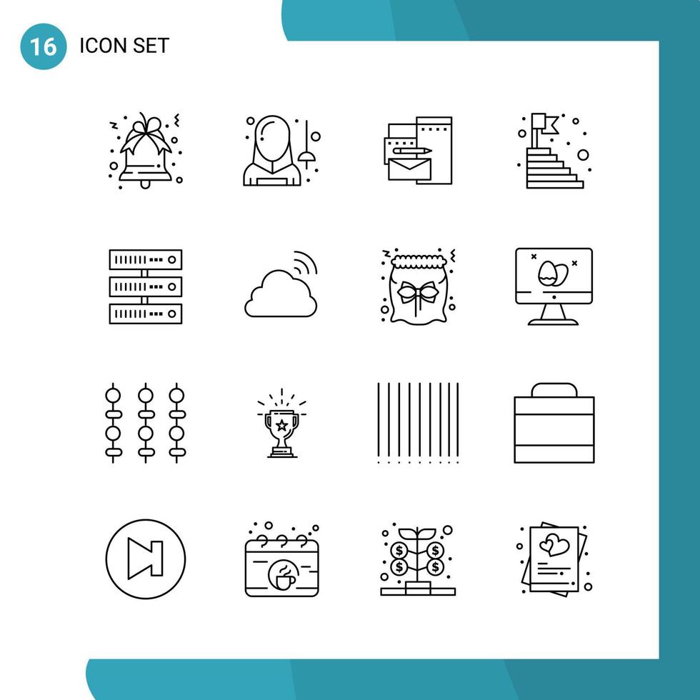 vector pak van 16 schets symbolen lijn stijl icoon reeks Aan wit achtergrond voor web en mobiel creatief zwart icoon vector achtergrond