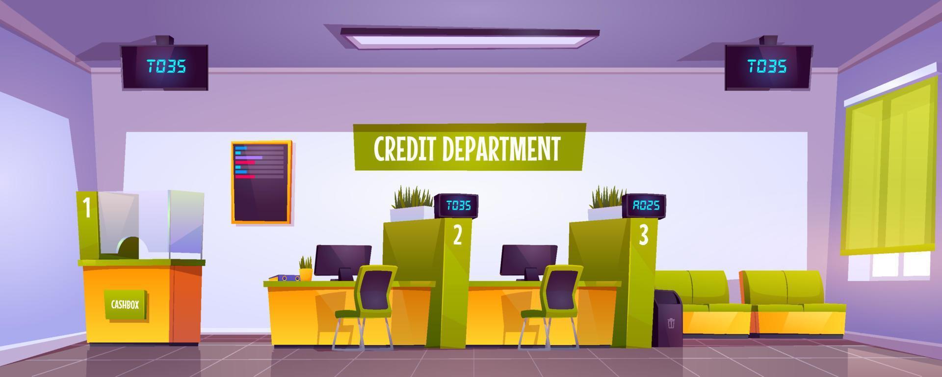 credit afdeling interieur in bank kantoor vector