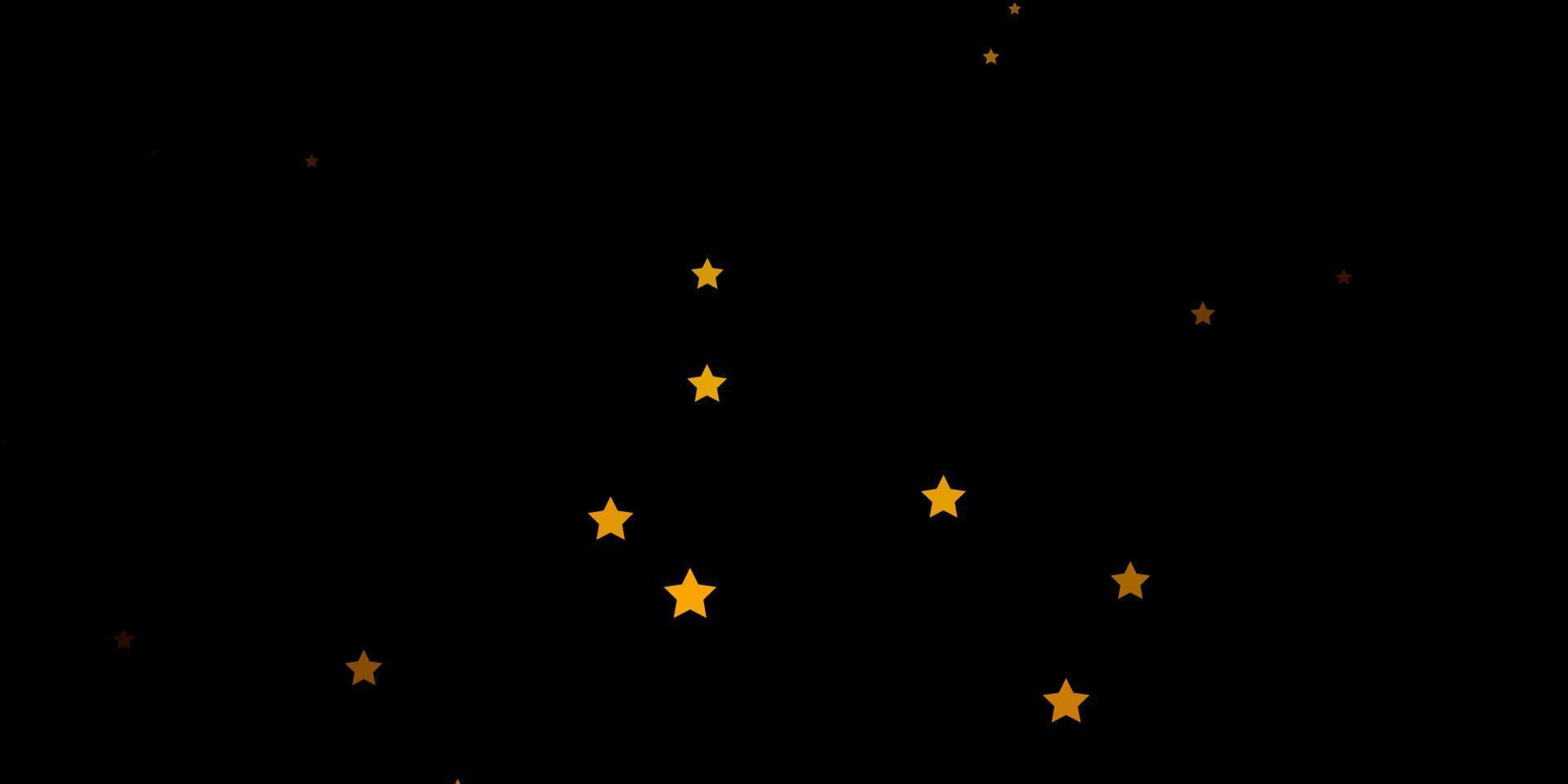 donkerrode, gele vectorachtergrond met kleine en grote sterren. vector