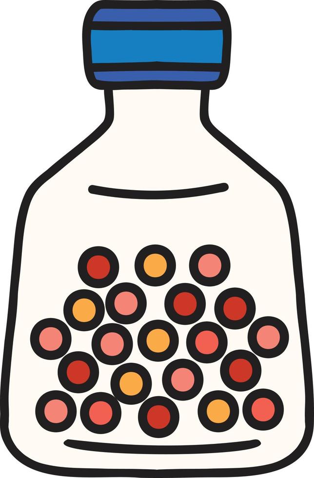 hand- getrokken pillen en geneeskunde flessen illustratie vector