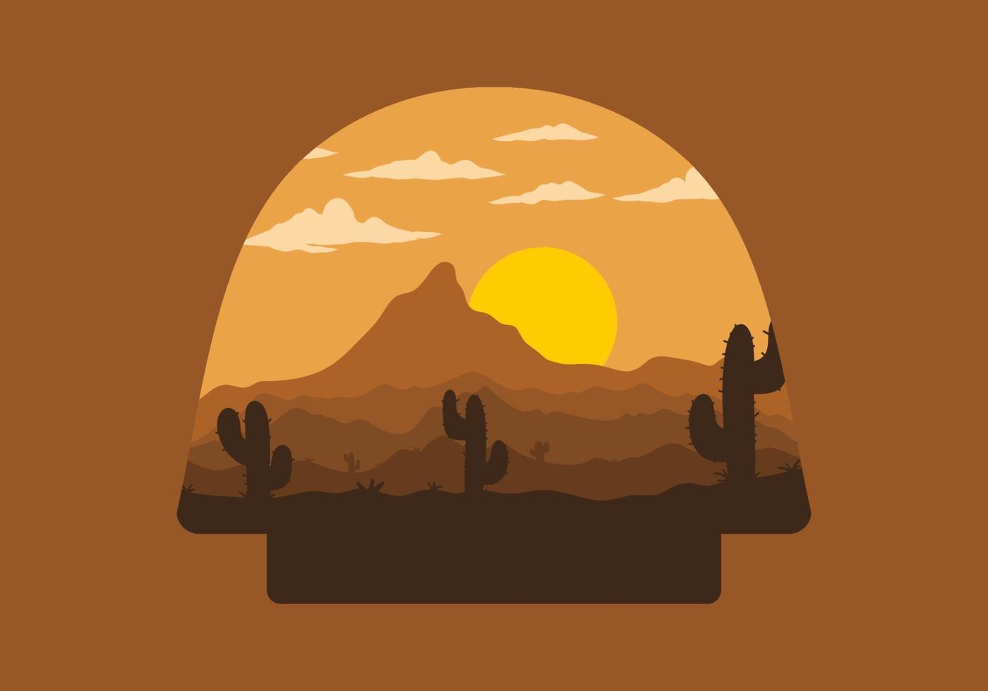 kleurrijk woestijn landschap met cactus bomen illustratie vector