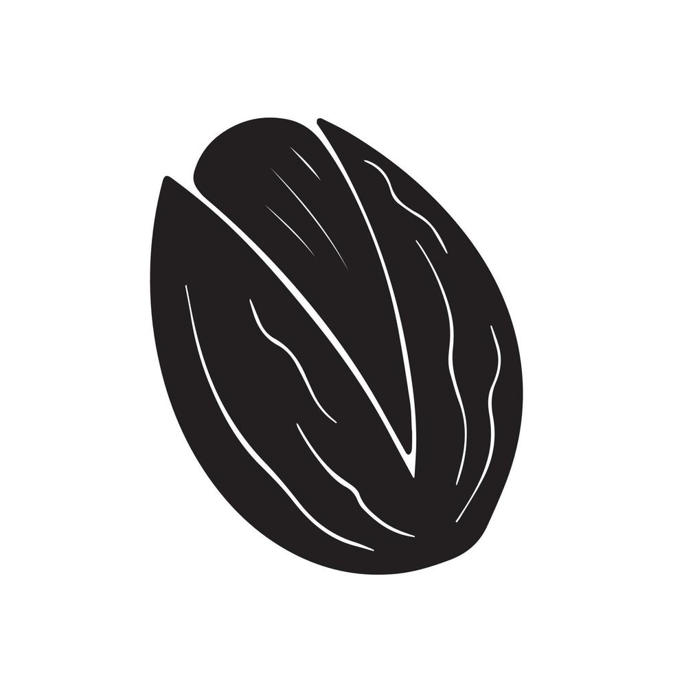 single pistache noot vector zwart icoon illustratie tekening geïsoleerd Aan duidelijk achtergrond. voedsel pictogram tekening met tekenfilm vlak kunst stijl.
