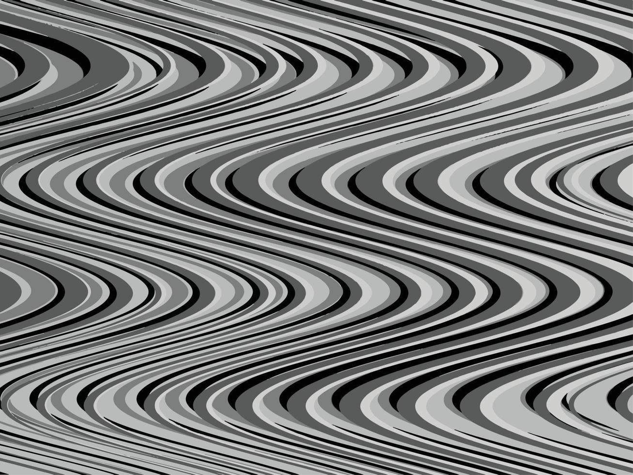 zwart en wit monochroom wervelende golvend vector horizontaal achtergrond. grijswaarden gekleurde frequentie behang voor sociaal media sjabloon, website, banier, poster, banier, en anderen.