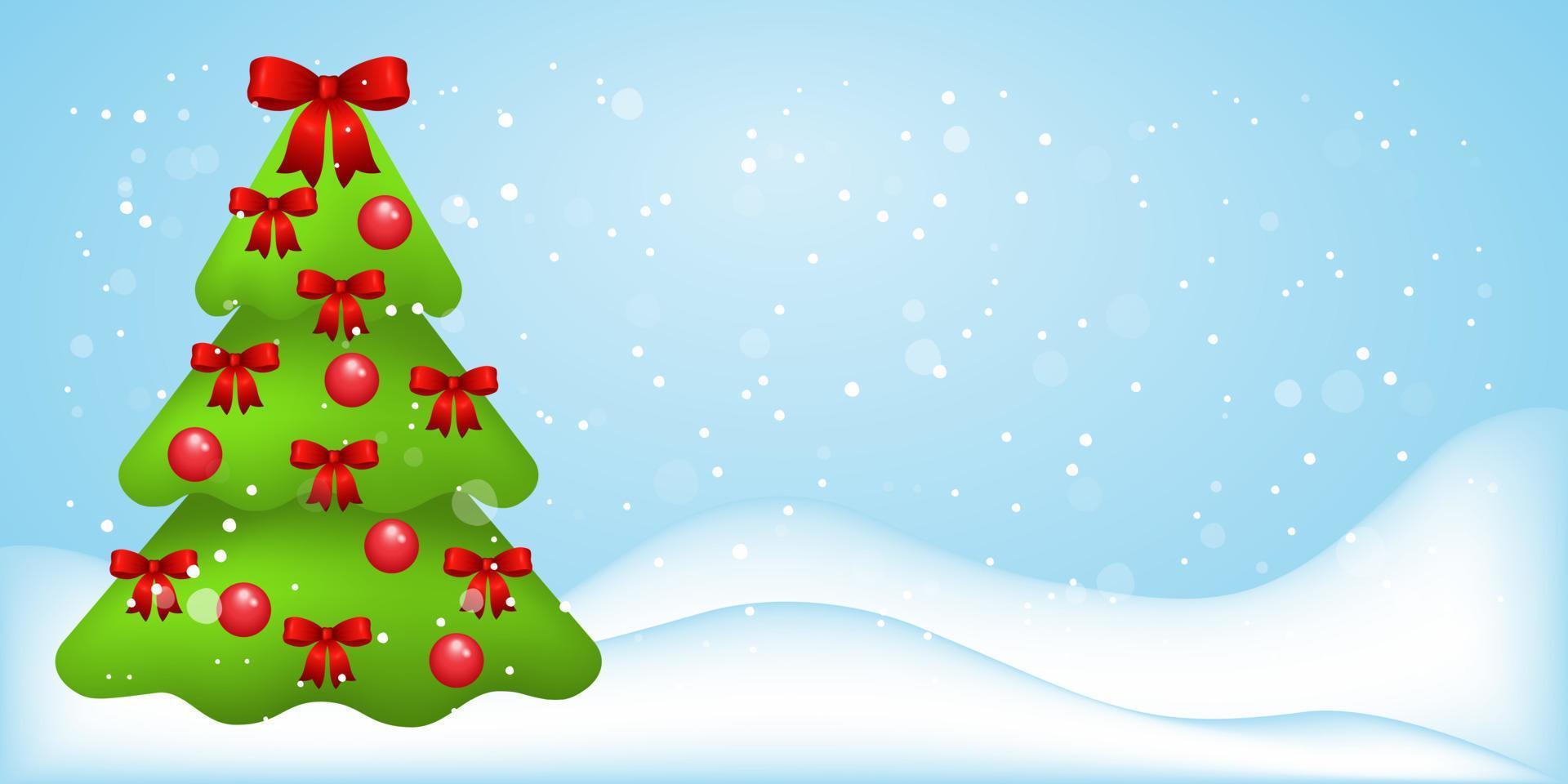Kerstmis boom met sneeuw. feestelijk winter achtergrond met kopiëren ruimte. vector sjabloon voor een gelukkig nieuw jaar of vrolijk Kerstmis groet banier, poster of ansichtkaart. vector illustratie.