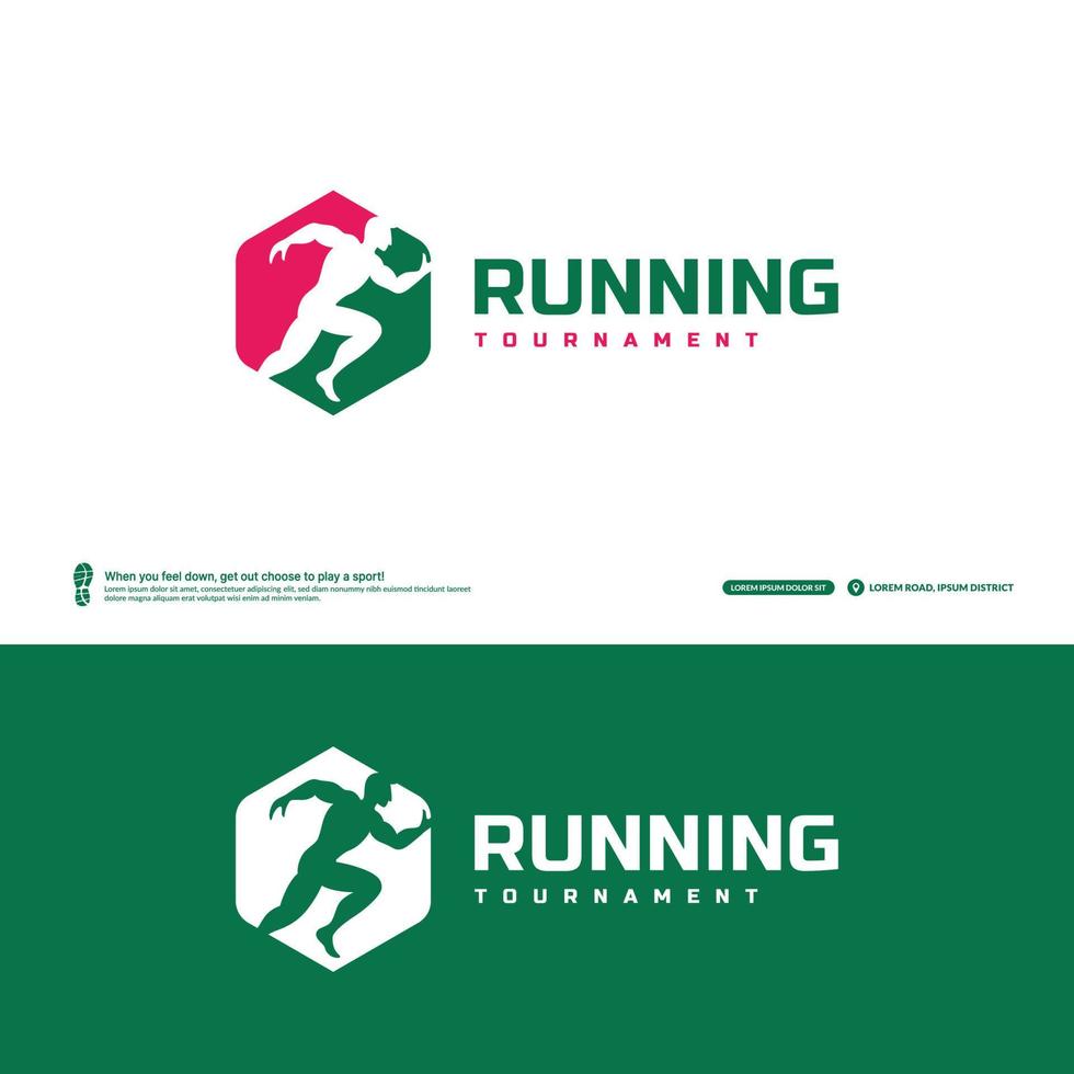 rennen club logo sjabloon, marathon toernooi logtype, sport team identiteit. fitheid, atleet opleiding voor leven symbool, creatief belettering logo ontwerp. vector