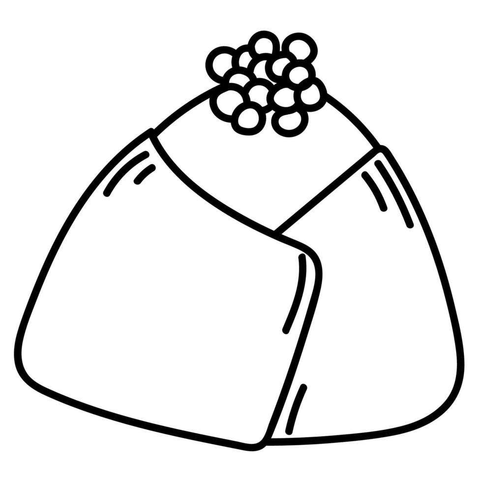 onigiri of rijst- bal, is een Japans voedsel gemaakt van wit rijst- gevormd in driehoekig en verpakt in nori.lijn kunst onigiri illustratie vector