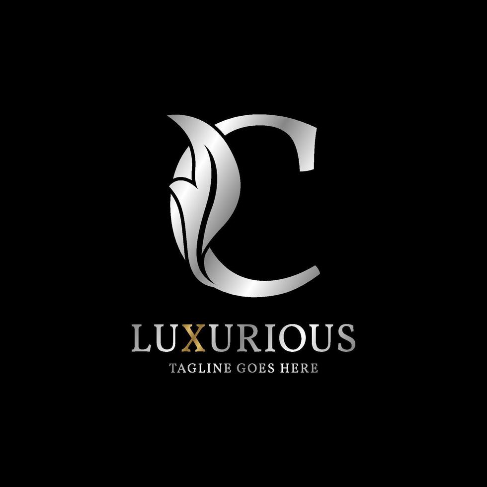 brief c luxueus blad eerste vector logo ontwerp element