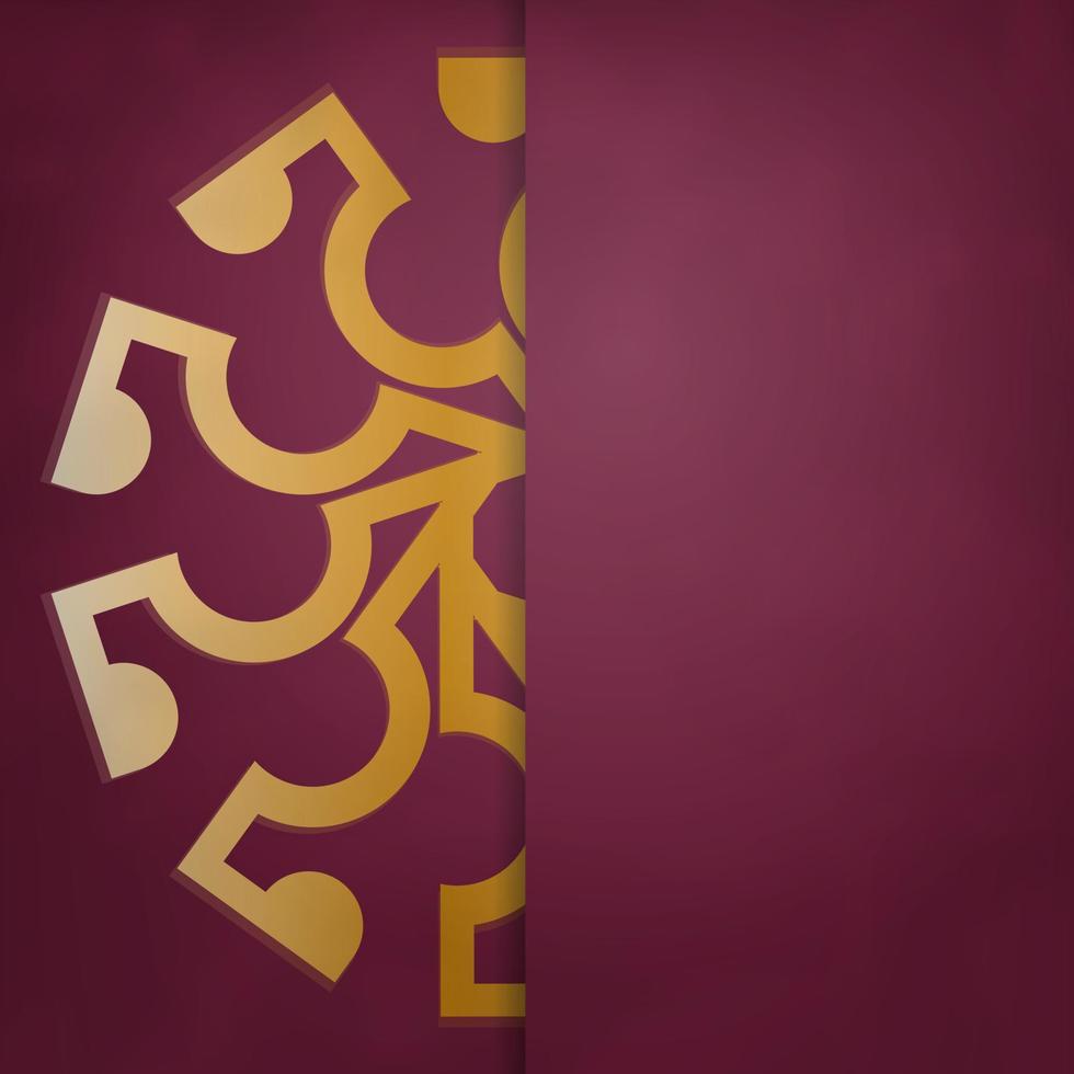 bordeaux kleur kaart met abstract goud patroon voor uw merk. vector