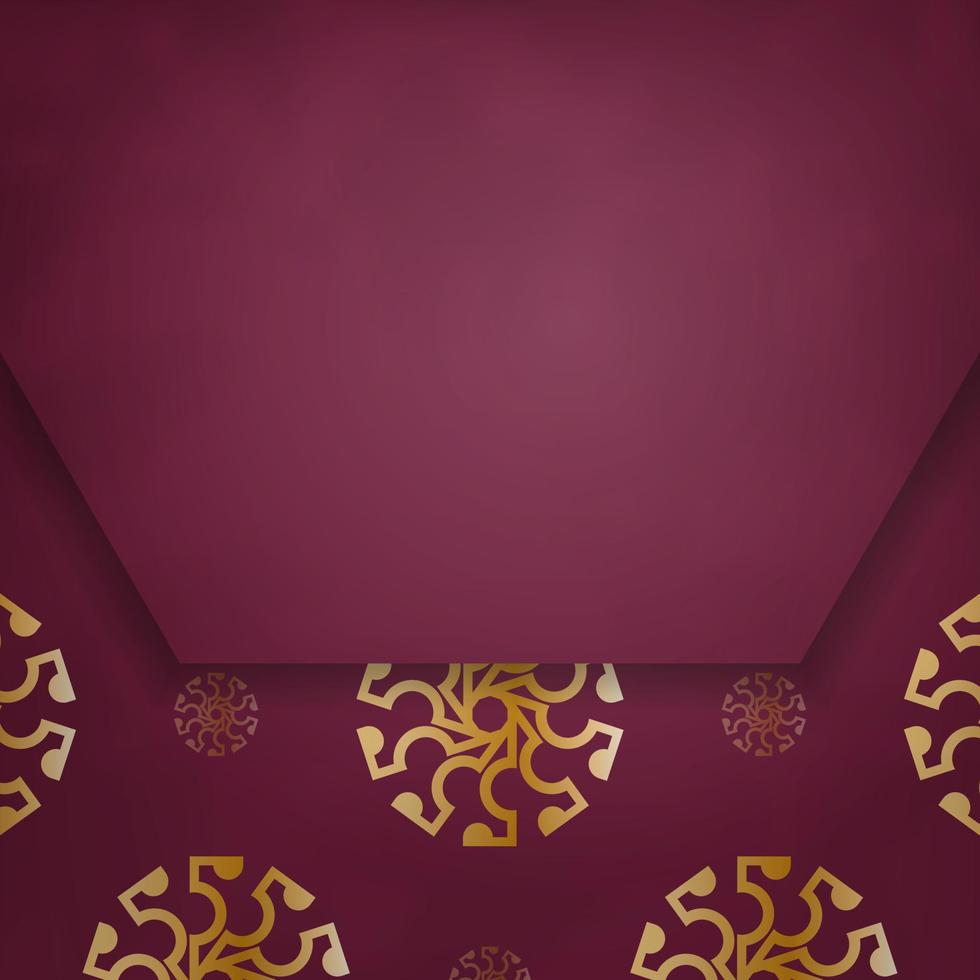 ansichtkaart in bordeaux kleur met een abstract goud patroon voor uw Gefeliciteerd. vector