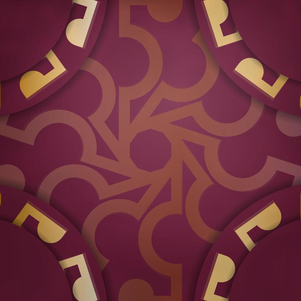 ansichtkaart in bordeaux kleur met een oud goud patroon voor uw Gefeliciteerd. vector