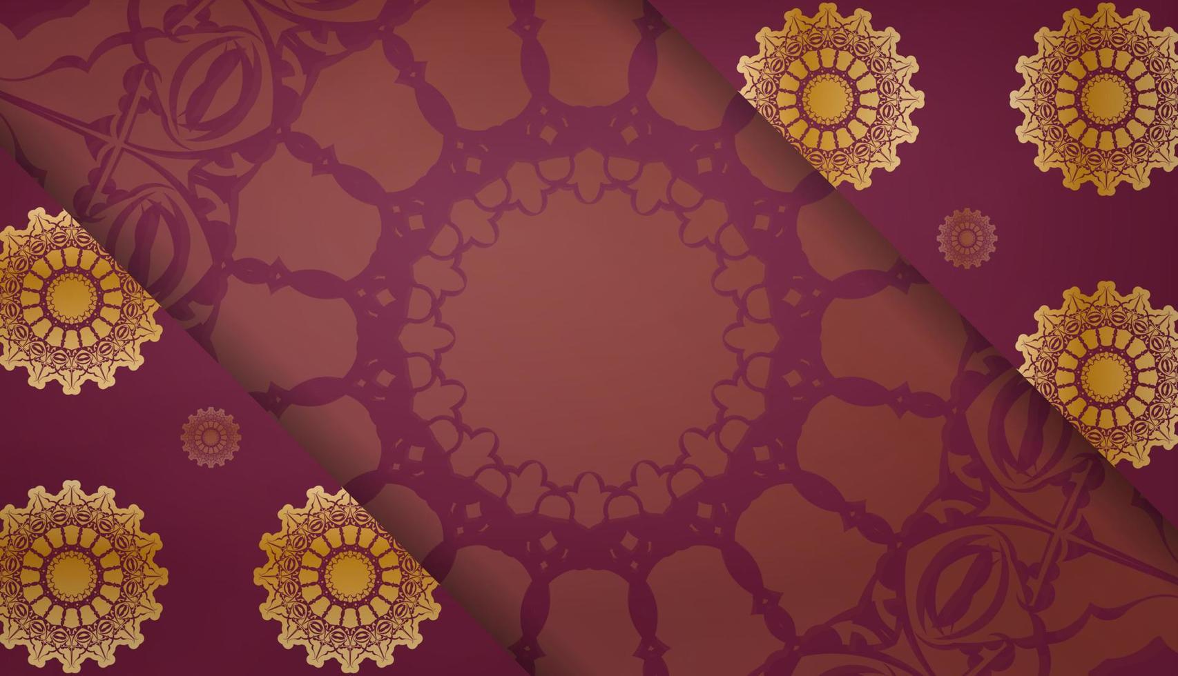 bordeaux banier met wijnoogst goud ornament voor ontwerp onder uw logo vector