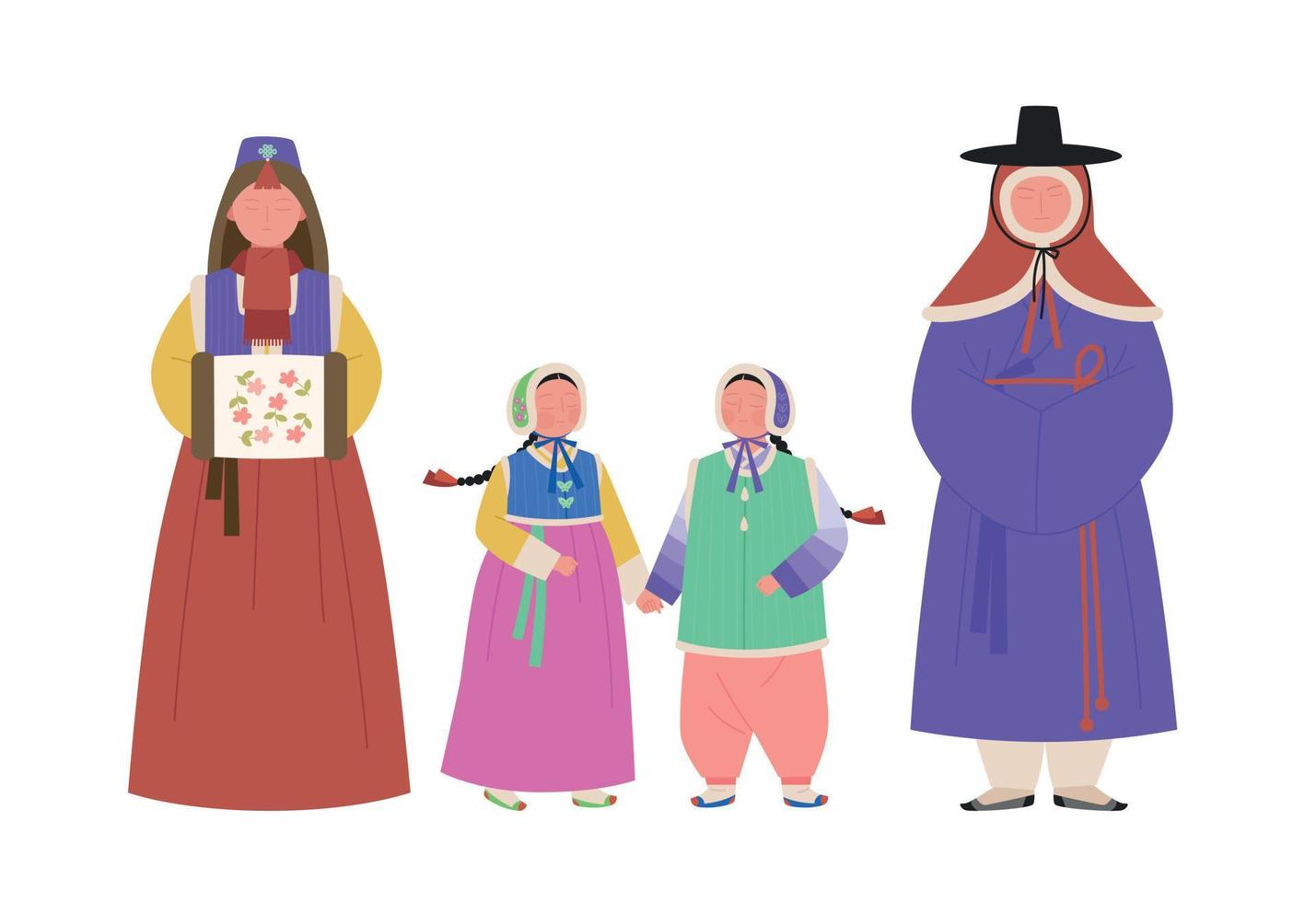 winter kleding van Korea's oud land joseon. hand- getrokken vector illustratie.