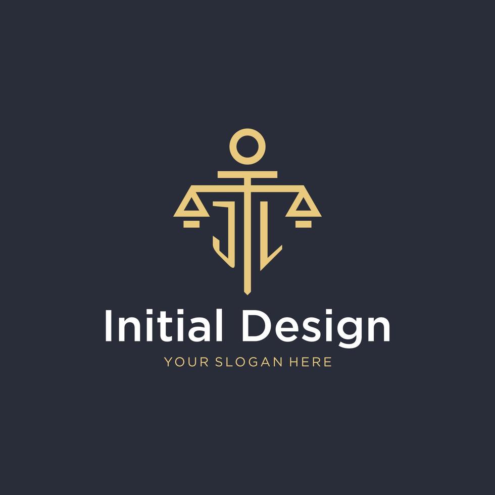 jl eerste monogram logo met schaal en pijler stijl ontwerp vector