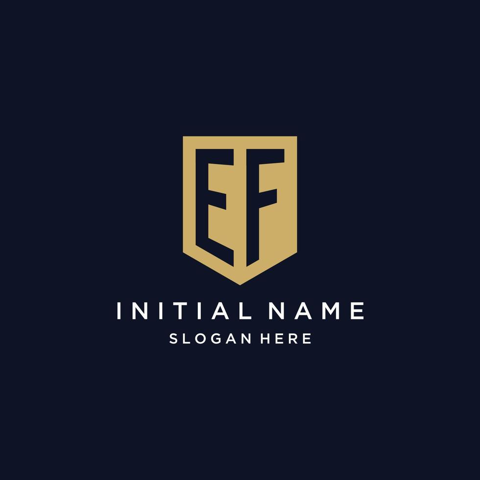 ef monogram initialen logo ontwerp met schild icoon vector