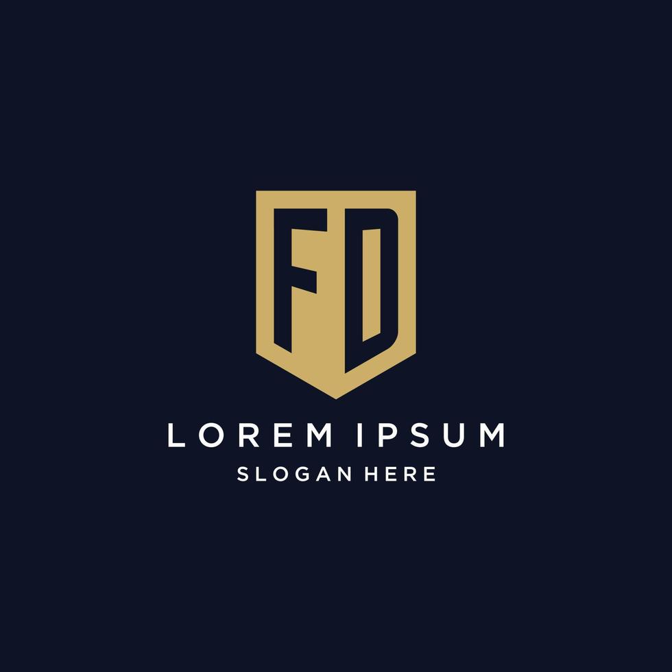 fd monogram initialen logo ontwerp met schild icoon vector