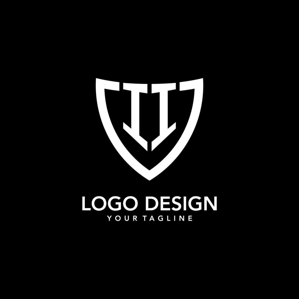 ii monogram eerste logo met schoon modern schild icoon ontwerp vector