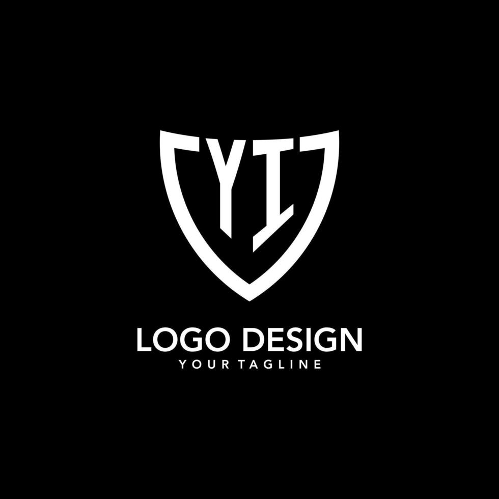 yi monogram eerste logo met schoon modern schild icoon ontwerp vector