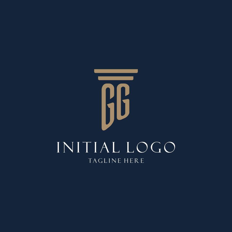 gg eerste monogram logo voor wet kantoor, advocaat, pleiten voor met pijler stijl vector