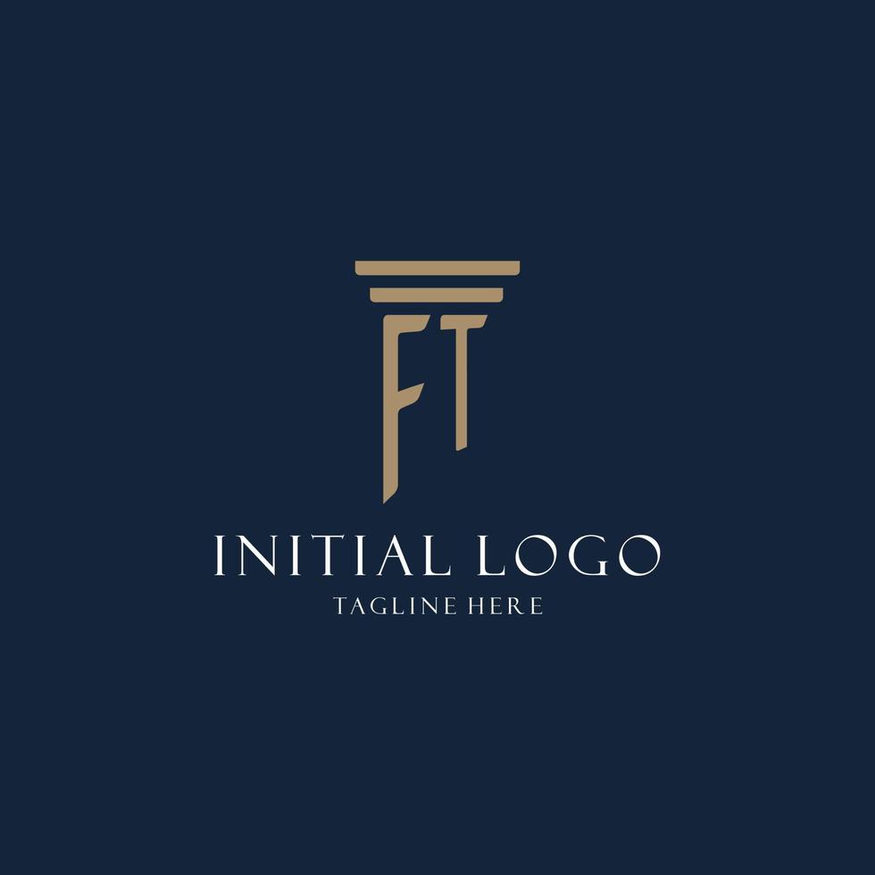 ft eerste monogram logo voor wet kantoor, advocaat, pleiten voor met pijler stijl vector