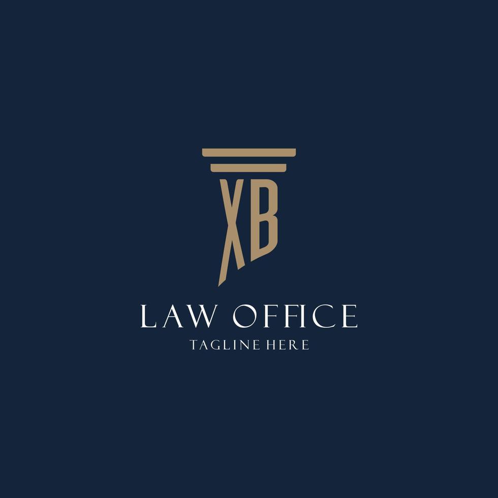 xb eerste monogram logo voor wet kantoor, advocaat, pleiten voor met pijler stijl vector