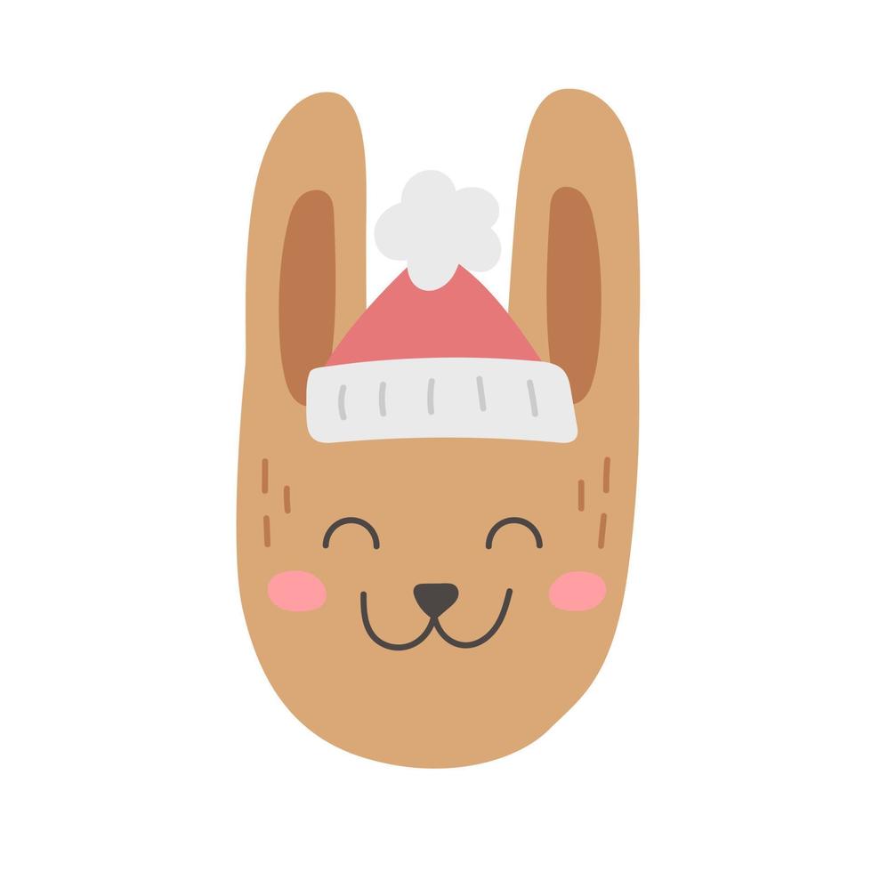 vector konijn in de kerstman hoed, hoofd van schattig konijn voor kinderen