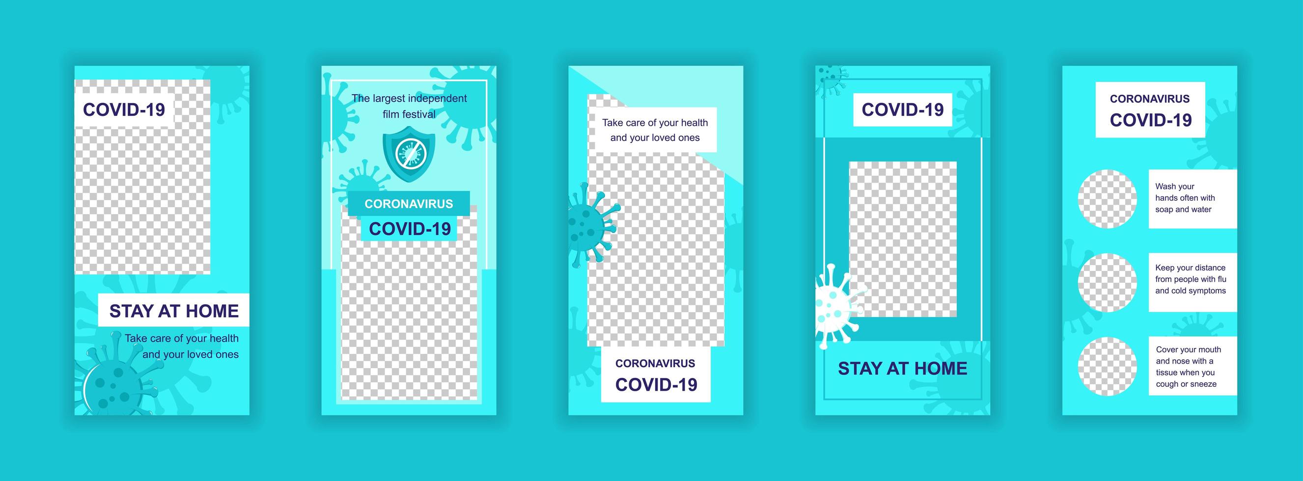 coronavirus covid-19 bewerkbare sjablonen voor sociale media vector