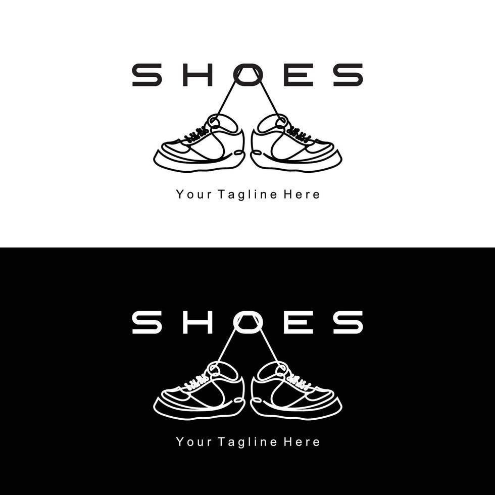 sneakers schoen logo-ontwerp, vectorillustratie van trending jeugdschoeisel, eenvoudig funky concept vector