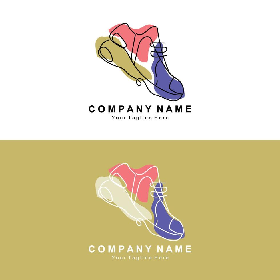 sneakers schoen logo-ontwerp, vectorillustratie van trending jeugdschoeisel, eenvoudig funky concept vector