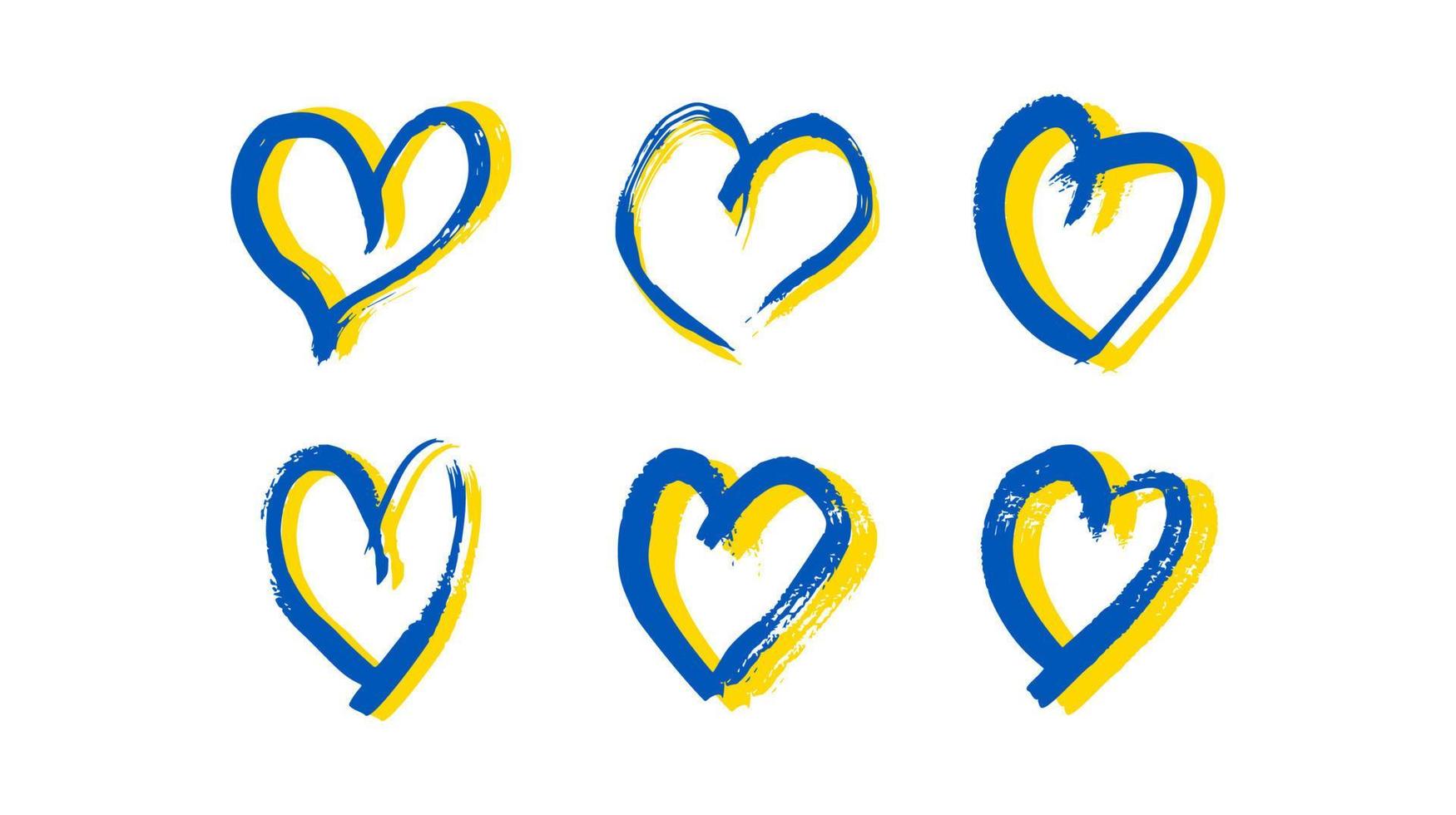 hand- getrokken hart in oekraïens kleuren vector